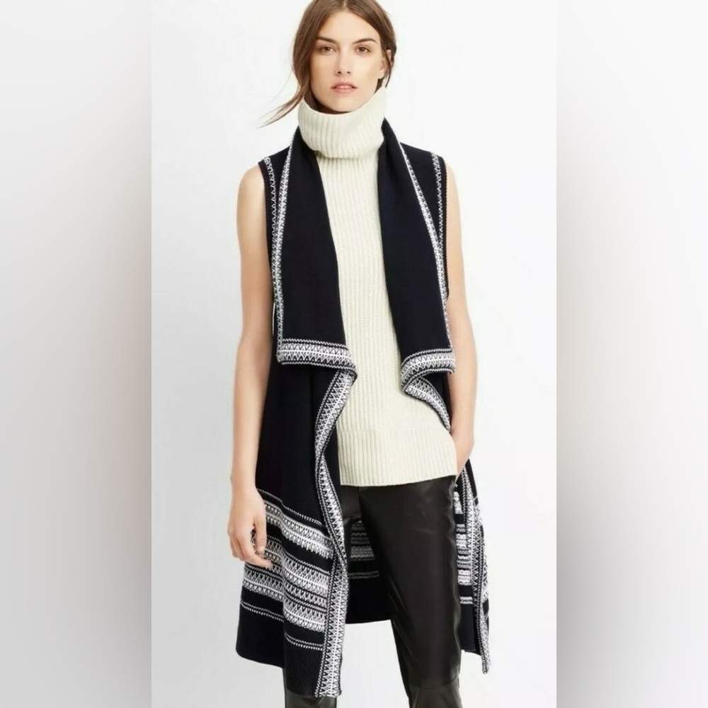 VINCE Textured Drape Front Cotton Sweater Vest Cardigan Sz. XS Excellent Cond!